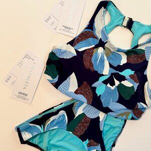Athleta Hero Bloom Swim Set Maldives 32B/C Bikini Top & XXS Clean Bikini Bottom
